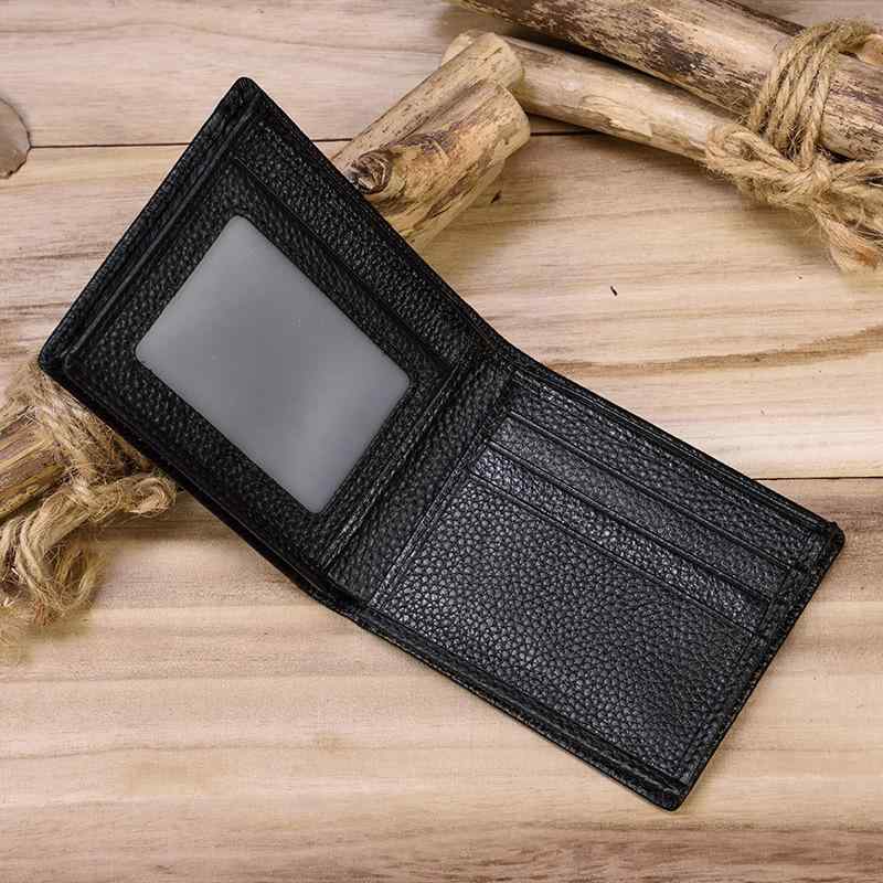 財布 メンズ 男性用 革 レザー 二つ折り財布 ブラック 牛革 大容量 カード入れ 小銭入れ 欧美風 レトロ(x3)