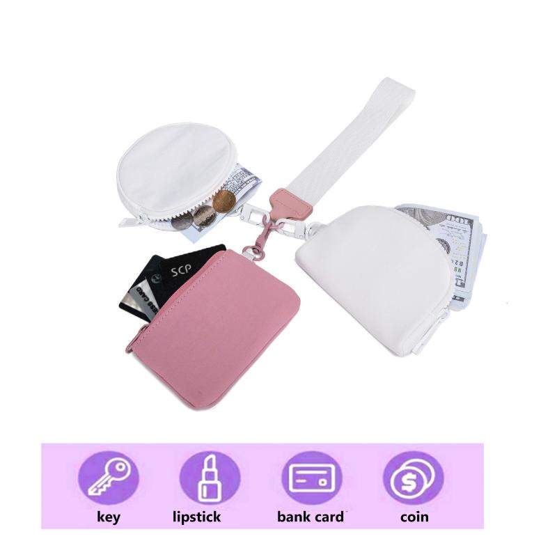 2個セット財布 レディース メンズ 多機能 リストレット 兼用 ナイロン ミニ財布 カード入れ 小銭入れ 防水 ベージュ ブラック ピンク パープル・素材: ナイロン・柄: 無地・スタイル: 都市的シンプル・対象: 男女兼用・裏地: ポリエ...