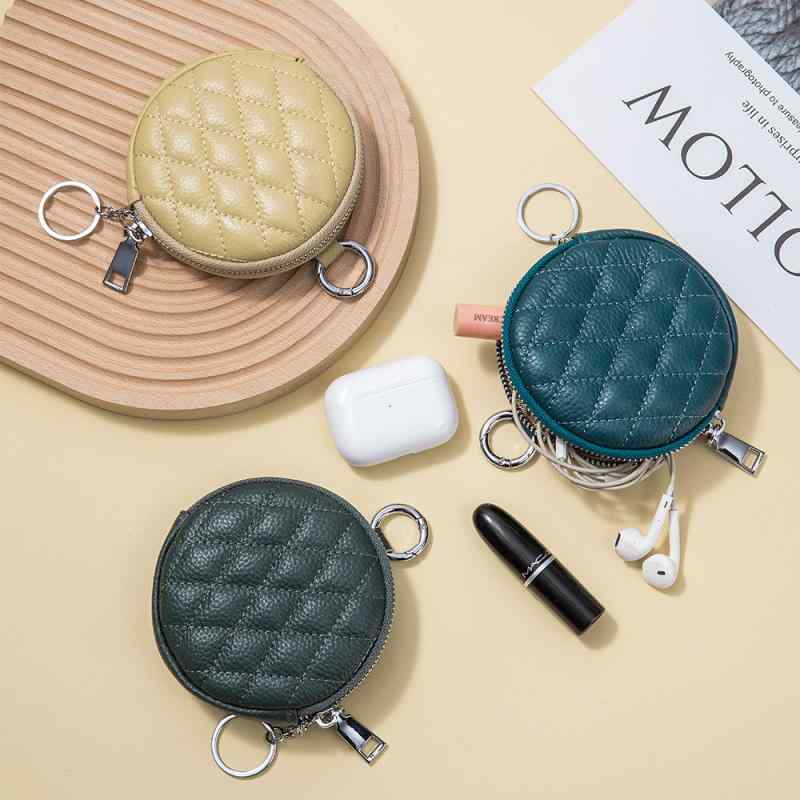 コインケース レディース 革 ラウンドファスナー キルティング 菱形 格子柄 コンパクト 小銭入れ イヤ..