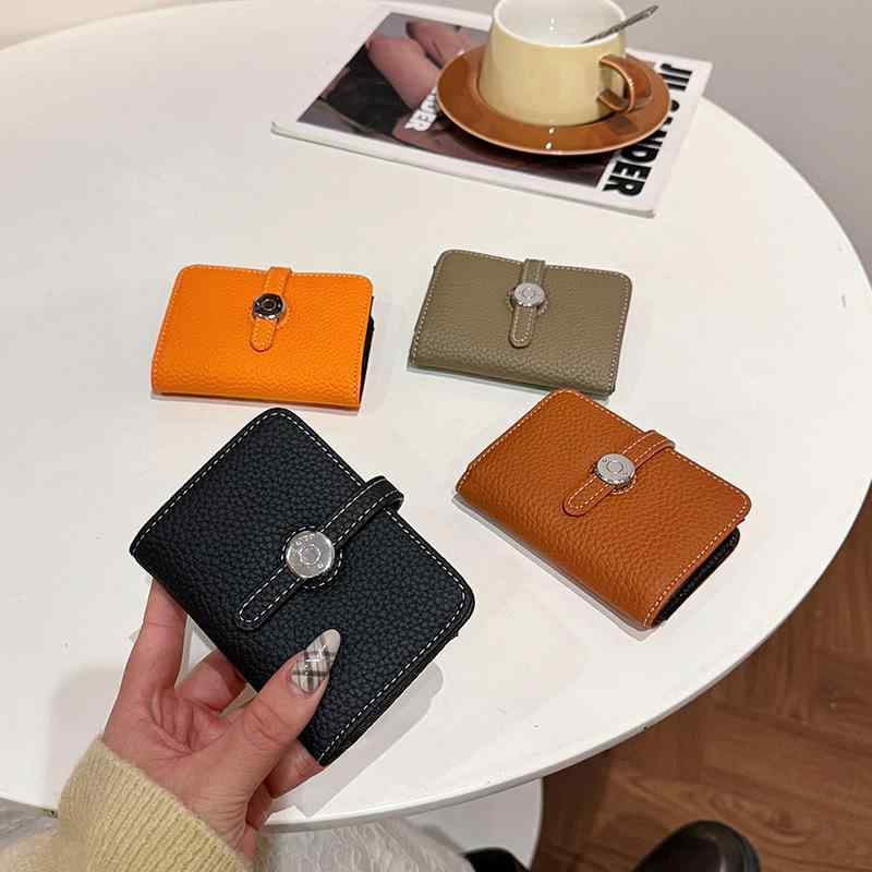 カードケース レディース 大容量 ミニ財布 札入れ 小銭入れ付き 女性用 カード入れ かわいい 軽量 スキミング防止 普段使い 通勤用 多機能 シンプル PUレザー ブラウン グリーン ブラック オレンジ(4)