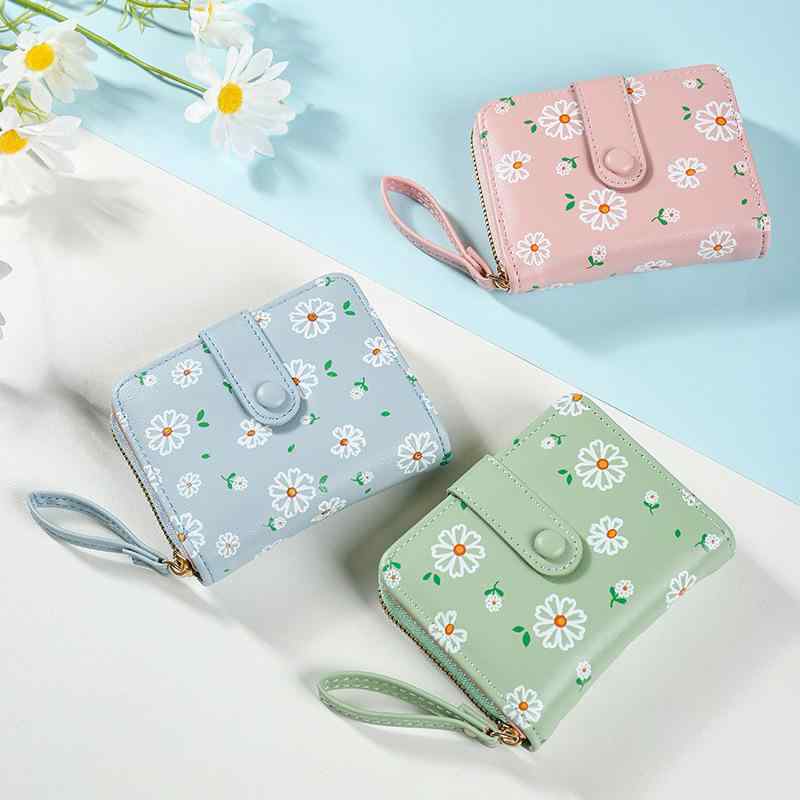 楽天リモコンタウンエコ 楽天市場店財布 レディース ミニ財布 花柄 水彩 かわいい 小さい コンパクト ウォレット カード入れ コインケース ファスナー付き ピンク ブルー グリーン レッド ブラック コーヒー色（x200）