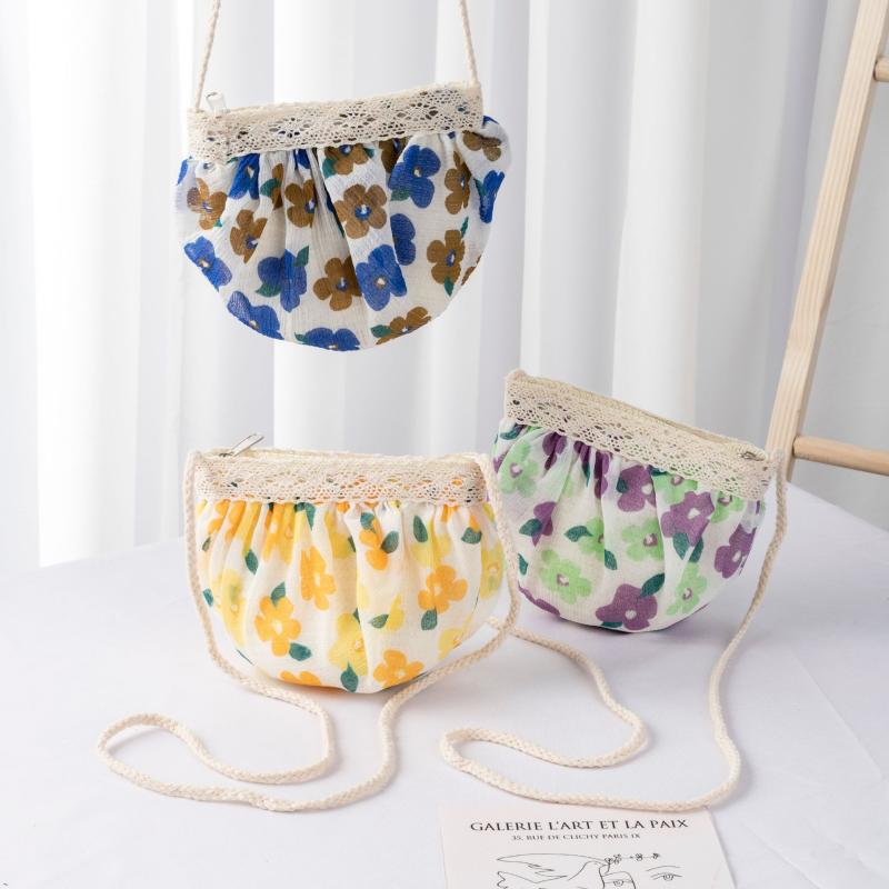 子供用バッグ 花柄 草編み ミニポシ
