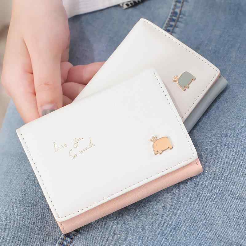 財布 レディース かわいい カートゥーン 学生 三つ折り PUレザー ショートウォレット パープル ピンク ブルー ブラック