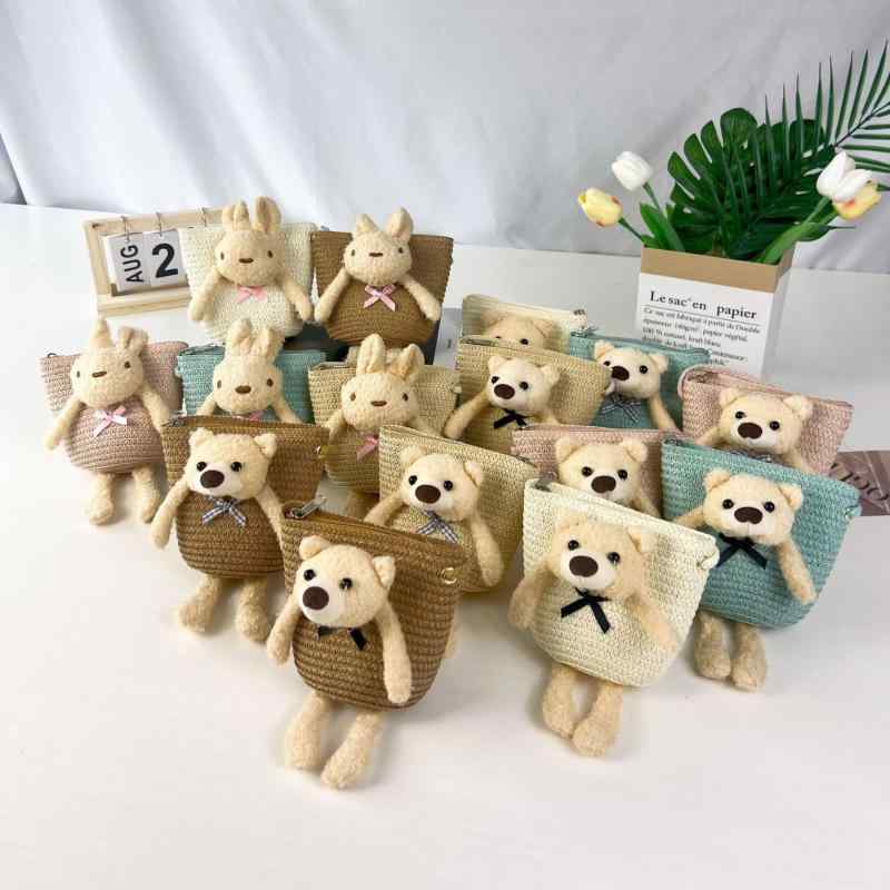 子供用バッグ 草編み ショルダーバ