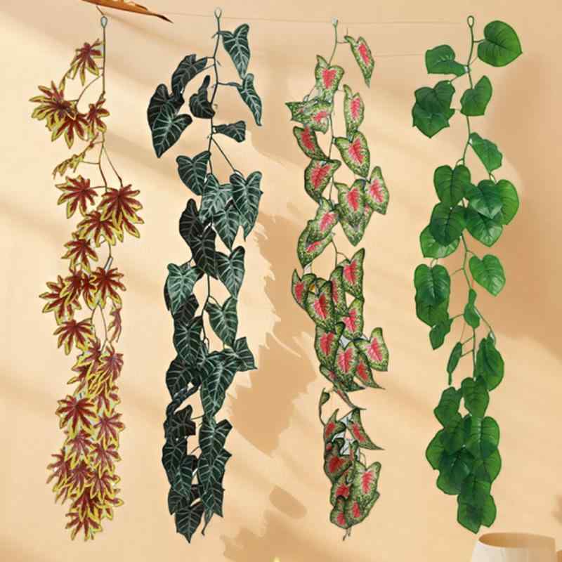 造花 エアコン 配管 カバー 隠し フェイクグリーン 蔓 プラスチック製 白斑亀背葉 緑蘇葉 緑楓葉 白紋芋 黄紋芋 紫蘇葉 滴水観音 紅葉 観音 黄辺緑蘿 紅心芋 白蘇葉 結婚式 撮影道具