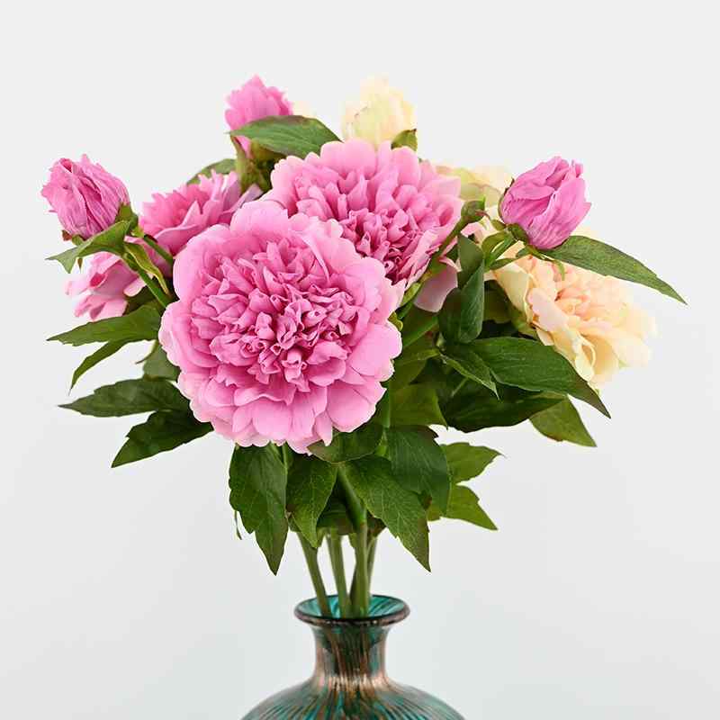 造花 牡丹 2輪 リアルタッチ 保湿 フェイクフラワー インテリア装飾 リビング ディスプレイ 白 桃色 ピンク 紫 黄 赤 緑(x2)