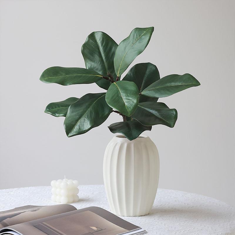 造花 玉蘭葉 琴葉榕 模造品 観葉植物 フェイクグリーン 屋外装飾 写真撮影 道具 ホームデコレーション グリーン ブラウン系(x3)