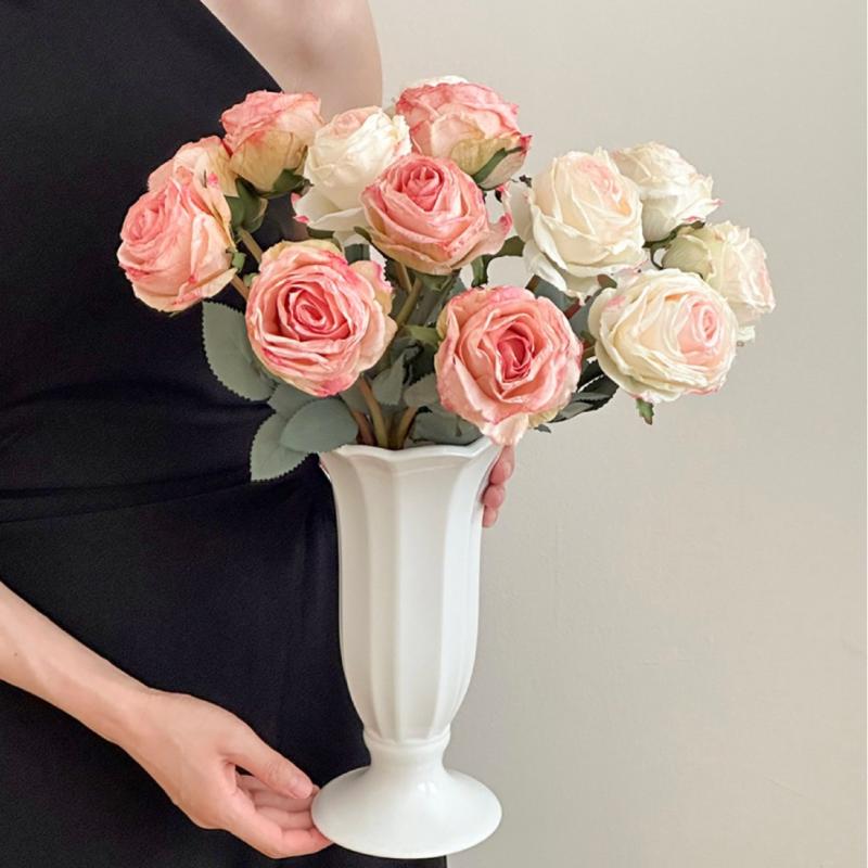 造花 フェイクフラワー 薔薇 バラ ローズ 撮影用小物 結婚式 パーティー イベント ディスプレイ 浅ピンク 深ピンク 白 グラデーション