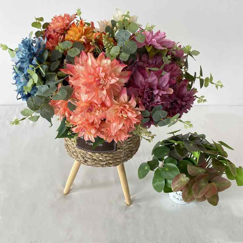 造花 大輪ダリア 7本 インテリア 飾り 結婚式 ウェディング ブーケ パーティー イベント 写真撮影 ピンク系 シャンパンカラー