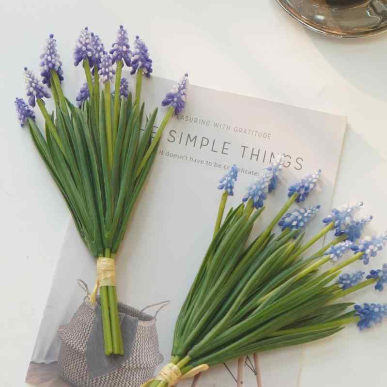 造花 ブドウヒヤシンス 撮影 写真 道具 盆栽 アレンジメント ブルー パープル ホワイト(x2)