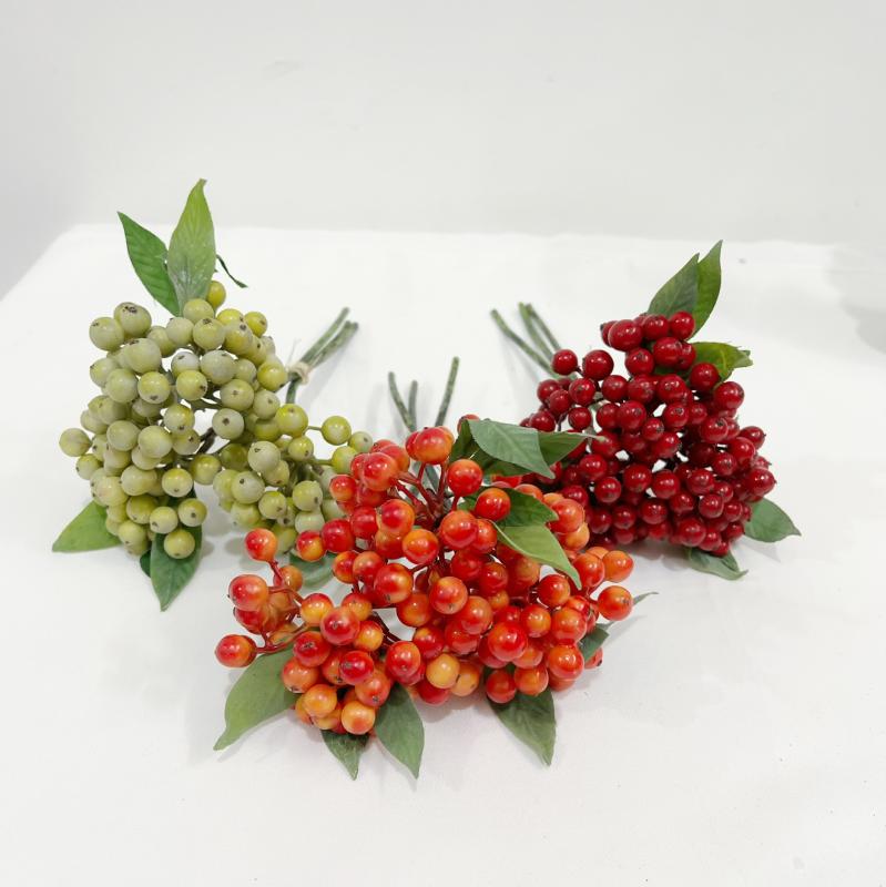 置物3杈丸型ベリーフェイクフルーツ...