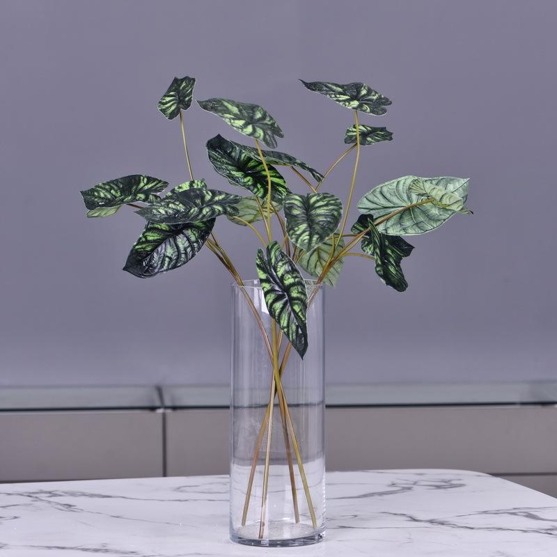 造花 観葉植物 龍鱗海芋 葉 挿花 花材 窓 造景 仿真 緑 DG深緑 BO桔黒 高さ78cm 結婚式 写真撮影 ホームデコレーション(x6)