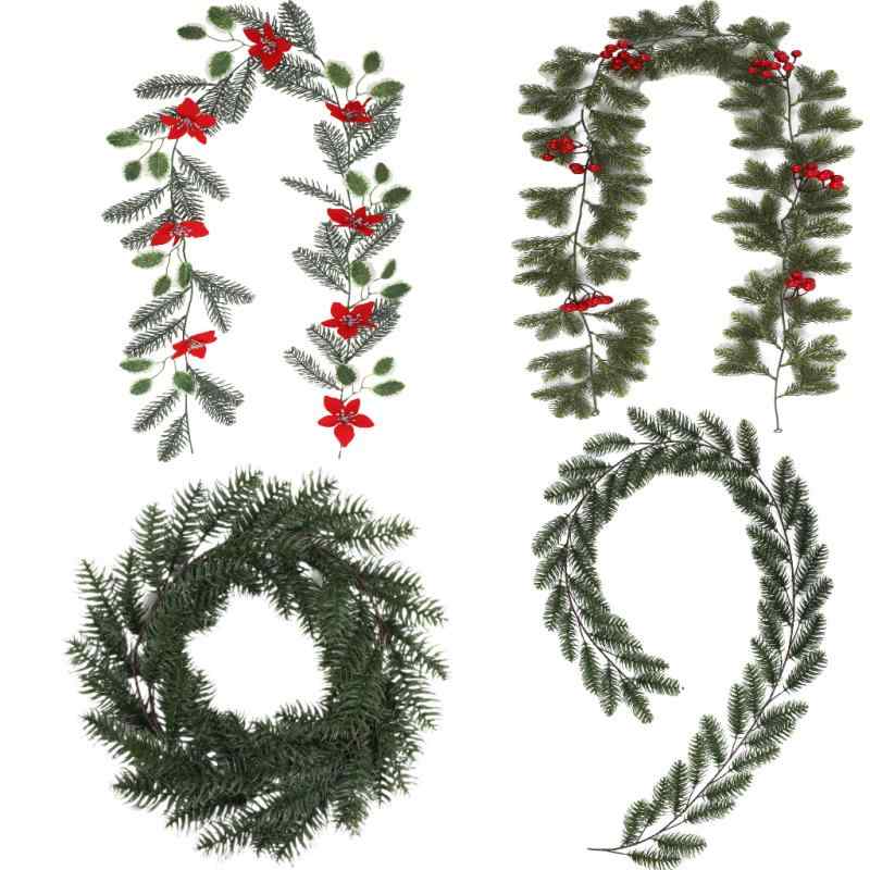 クリスマス 雑貨 ホームデコレーション 飾り 壁掛け 造花 観葉植物 ガーランド ポリエステル(x2)