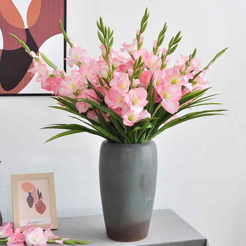 造花 グラジオラス 90cm 絹花 インテリア ウェディング パーティー 写真撮影用 ホワイト ピンク系 ブルー パープル(x2)