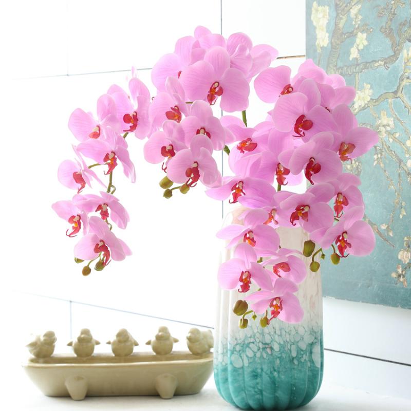 造花 蝶蘭 9輪 3Dプリント インテリア 結婚式 ウェディング パーティー ホームデコレーション 撮影用小物 プラスチック ホワイト ピンク系 パープル(x2)