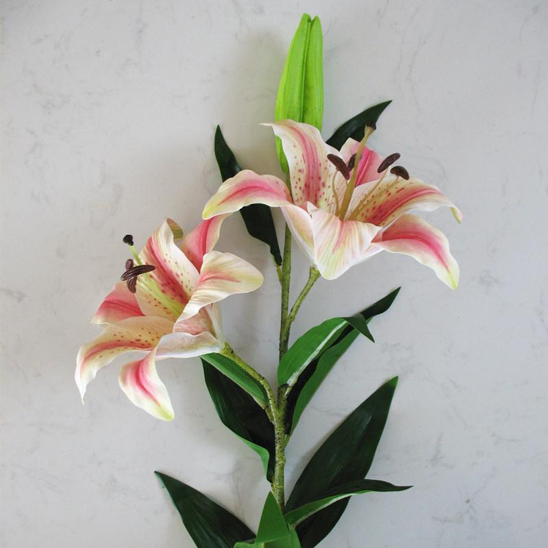 百合 造花 インテリア リアルタッチ PVC 80cm 白 赤 ピンク系 黄色 結婚式 パーティー イベント ディスプレイ(x2)