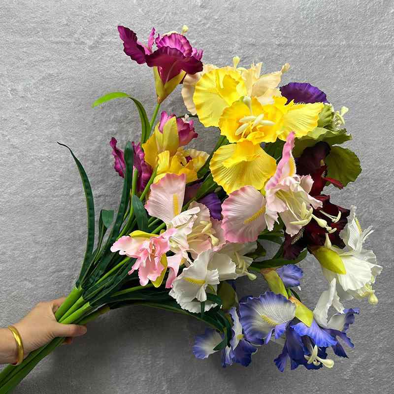 造花 豪華感 リアル 鸢尾花 アヤメ インテリア 飾り 摆设 撮影道具 摆件 ダークレッド ホワイト イエロー ブルー グリーン ピンク系 シャンパンカラー パープル(x10)