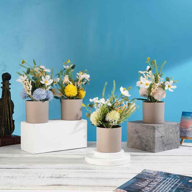 造花 北欧風 豪華感 仿真花 置き物 寝室 玄関 デスク 卓上 黄色 淡黄色 ブルーグレー レモン白 インテリア