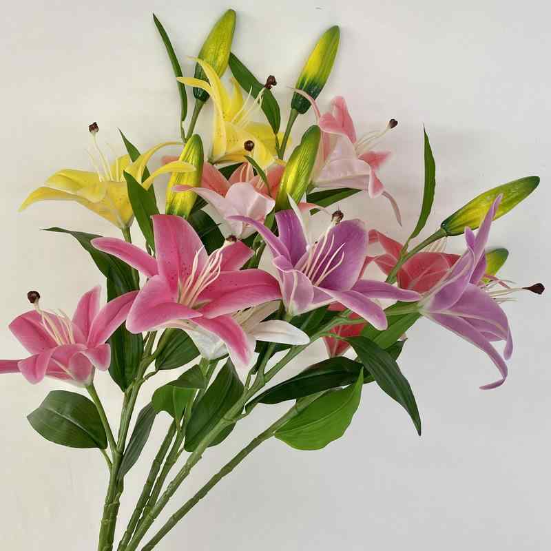 造花 W 大百合 ウェディング ブーケ パーツ インテリア 雑貨 撮影小物 白 ホワイト ピンク 桃色 黄色 紫
