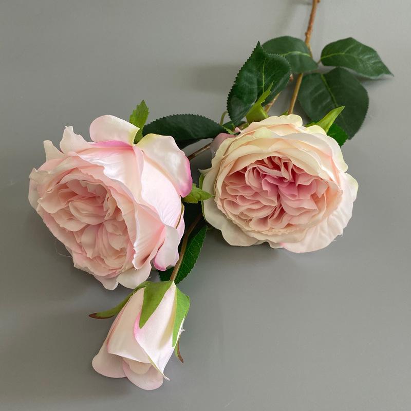 造花 オースチンローズ 3本 婚礼装飾花 ホーム オフィス 店舗 花瓶挿花 フラワー 高さ80cm(x10)