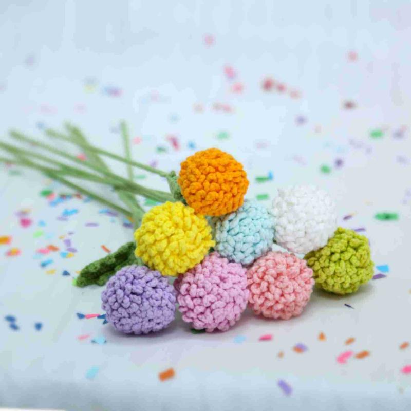 造花 毛糸 編み物 マリーゴールド デージー 手作り 白 ゴールド オレンジ 水色 紫 黄緑 ピンク(x20)