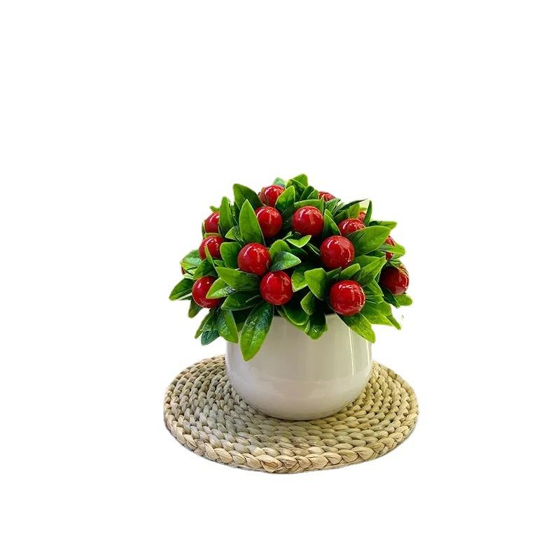 造花 春節 飾り 縁起物 赤 金 オレンジ 桃色 リビング ダイニング 卓上 インテリア