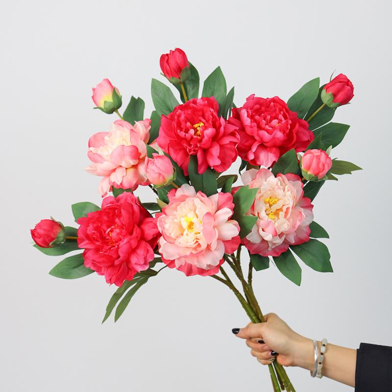 造花 牡丹 シャクヤク アレンジメント 中華風 リビング ダイニングテーブル 装飾 大輪 芍薬 ブーケ 赤 白 ピンク シャンパン パープル(x2)