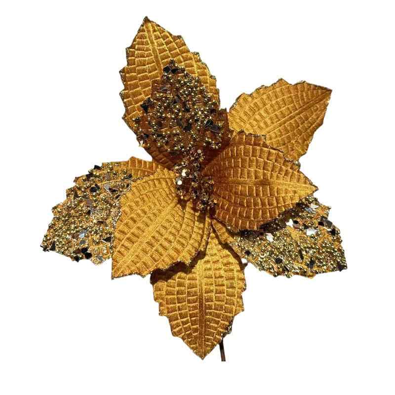 クリスマスオーナメント スパンコール装飾 クリスマス玉蘭 Magnolia 造花 ベルベット 赤(x20)