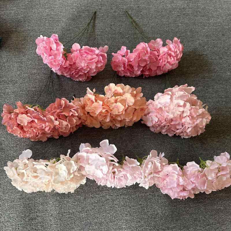 造花 アジサイ 5頭 フラワー インテリア リビング 飾り 結婚式 花壁 ブーケ オレンジ系 ピンク系(x2)