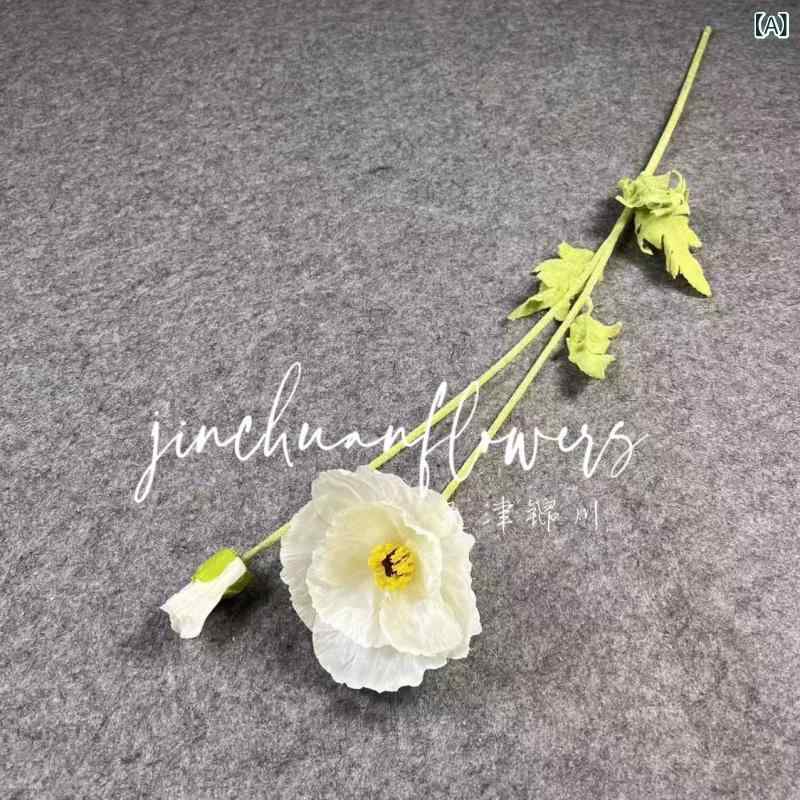 造花 大号 ポピー フラワー 撮影道具 結婚式 パーティー ホームデコレーション インテリア (白, 黄色, シャンパンカラー, 水色, 赤, 薄紫色, 夕焼け色, オレンジ)(x2)