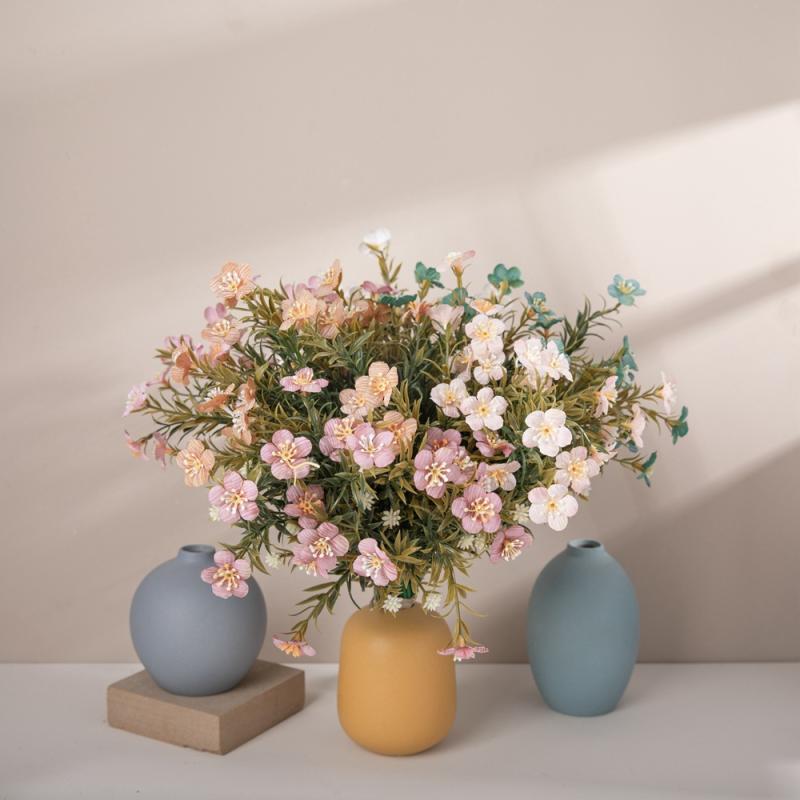 造花 ラン 蘭の花 野花 ブーケ インテリア 結婚式 バラ 薔薇 フェイクフラワー コーヒー色 白 ピンク ..