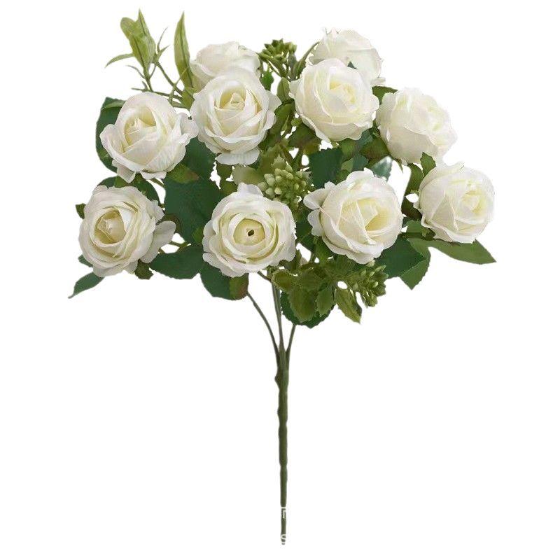 花束 造花 10本 香妃 玫 絹花 バラ 薔薇 ブーケ 飾り 結婚式 ウェディング パーティー ホーム デコレーション インテリア ホワイト レッド ピンク系 シャンパン