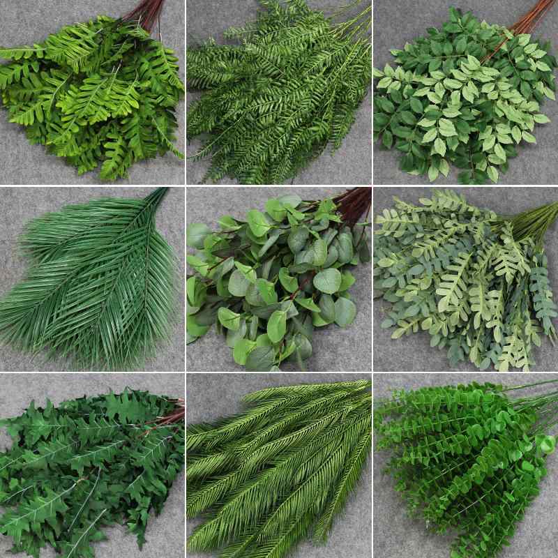 造花 結婚式装飾 吊り下げ装飾 背景装飾 花道装飾 緑系 シミュレーションフラワー 柏葉 ユーカリ 楓 蘭 掌 葉