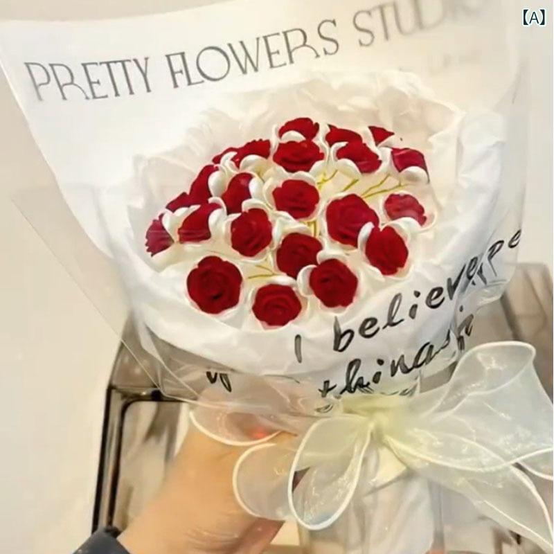 花束 DIY 手作り ローズ マグノリア 造花 16 21 26 33 52 本 セット 酒紅 熱恋 レッド ロマンチック ピンク 砕氷 ブルー エレガント パープル パール