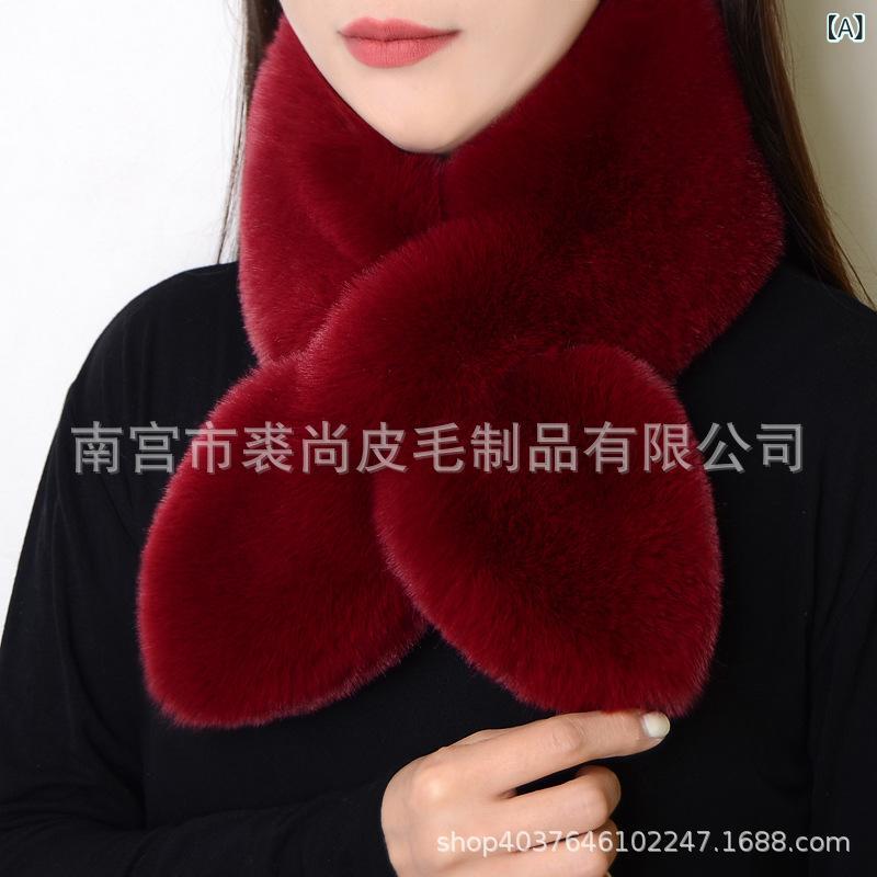 マフラー レディース 秋冬 厚手 保温 仿兔毛 襟巻き ショール ネックウォーマー ぬいぐるみ クロス ワ..