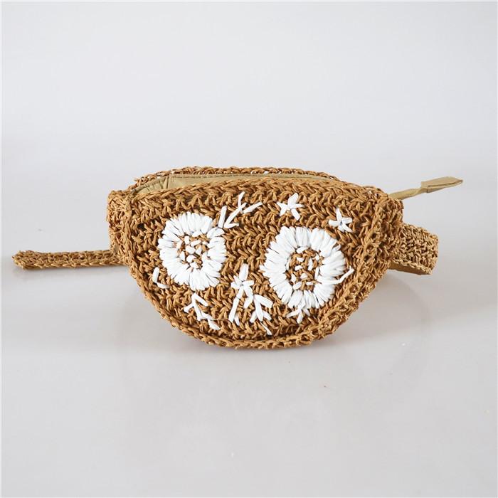 かごバッグ レディース 草編み 刺繍 ウエストポーチ ミニバッグ 夏バッグ ビーチ 海水浴 旅行 かわいい..