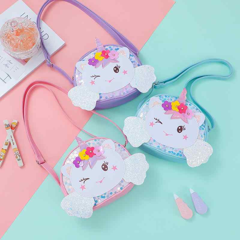 ショルダーバッグ キッズ 女の子 ユニコーン モチーフ かわいい ぬいぐるみ キラキラ ラメ ポシェット ..