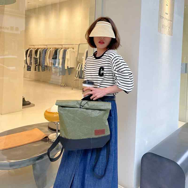 紙袋 レディース メンズ 兼用 鞄 カバン 手提げ袋 ショルダーバッグ 2way おしゃれ 無地 シンプル デイリー お出かけ(x100)