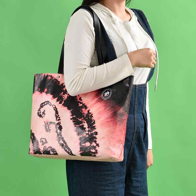 紙袋 レディース メンズ ショッピングバッグ エコバッグ 2way 手提げ袋 ショルダーバッグ ウォッシャブル クラフト 洗える 再利用可能 レトロ ヴィンテー...