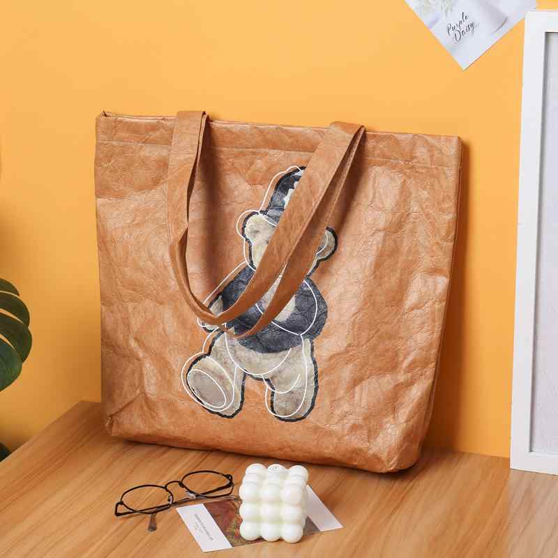 トートバッグ レディース メンズ 水洗 揉み加工 デュポン紙 カラープリント ロゴ 破れにくい 特衛強 紙袋 文創 ギフト(x100)