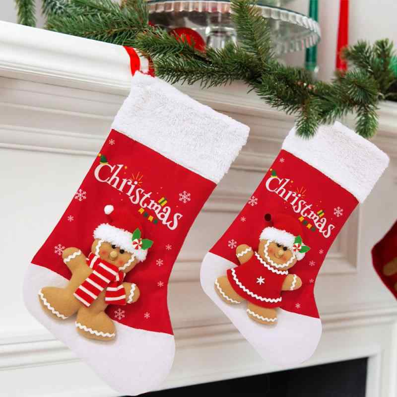 クリスマス ソックス ギフト バッグ 3D ジンジャーブレッドマン 壁掛け クリスマス飾り 布製 男性用 女..