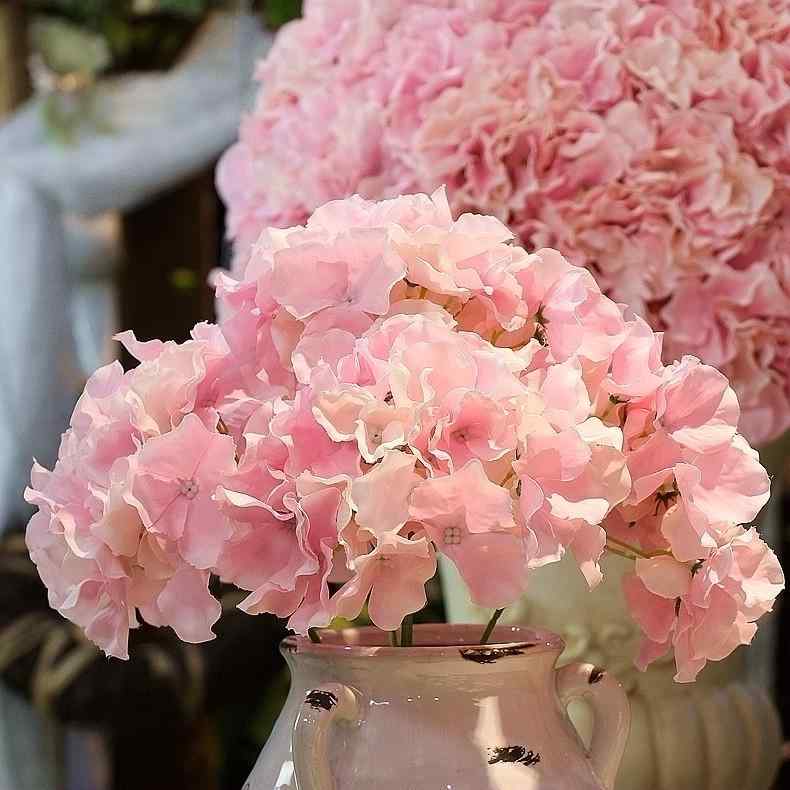 造花 アジサイ 5本束 ブーケ 結婚式 ウェディング 花材 インテリア ディスプレイ (ホワイト シャンパン ピンク ローズパープル ライトパープル グリーン ダークレッド ライトブルー ビビッドブルー マリンブルー)