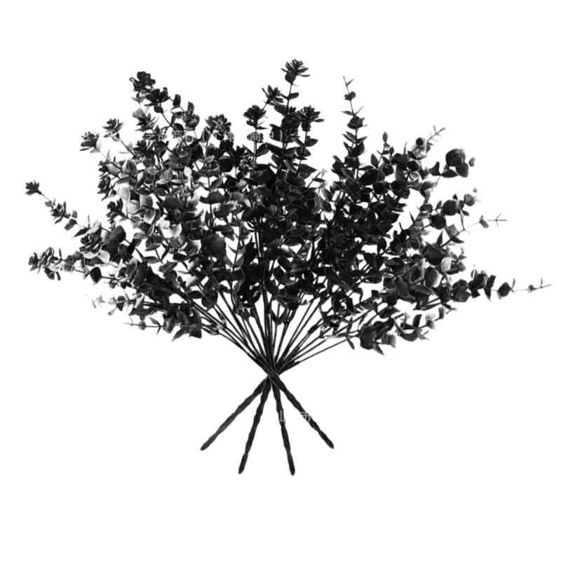 造花 ハロウィン 黒 ユーカリ ポットブーケ フェイクグリーン インテリア 撮影道具 飾り