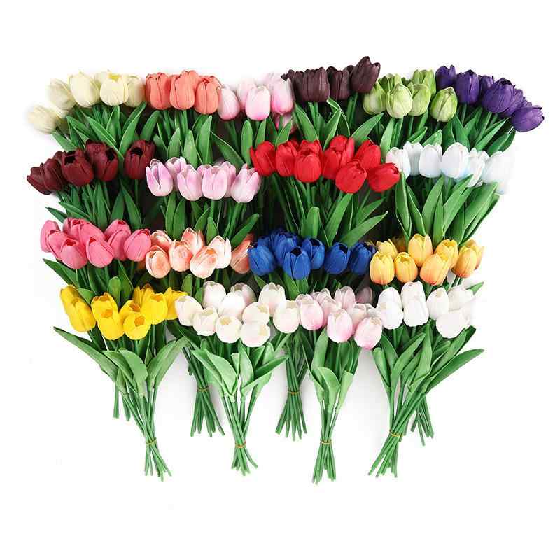 造花 郁金香 チューリップ インテリア オブジェ 撮影小物 赤 白 ピンク系 黄色 シャンパンカラー(x2)