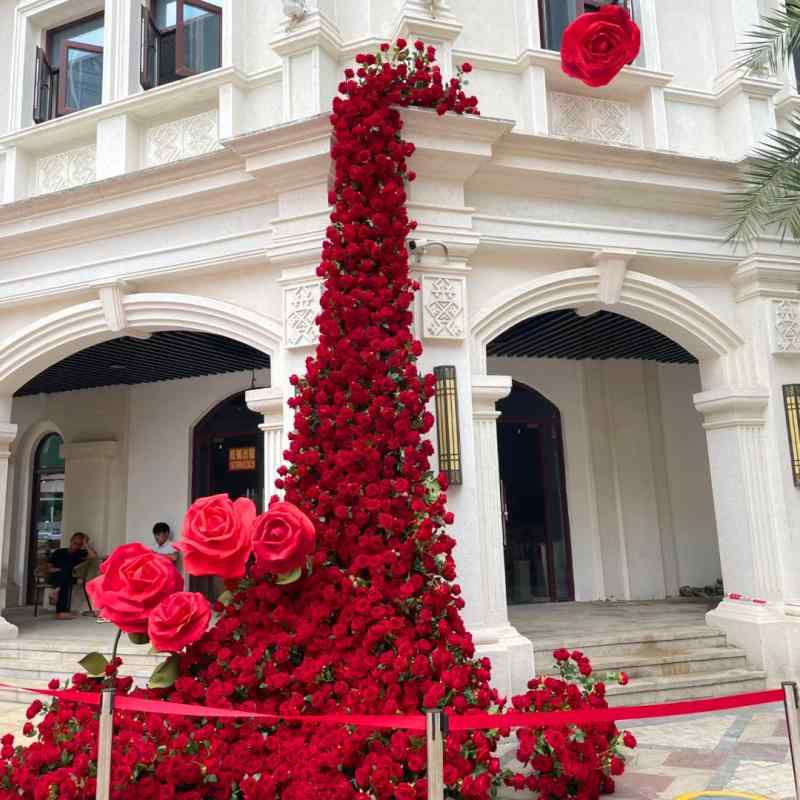 造花 ローズ 薔薇 ばら 花束 壁掛け レッド系 ワインレッド系 結婚式 イベント パーティー 店舗 ディスプレイ(x20)