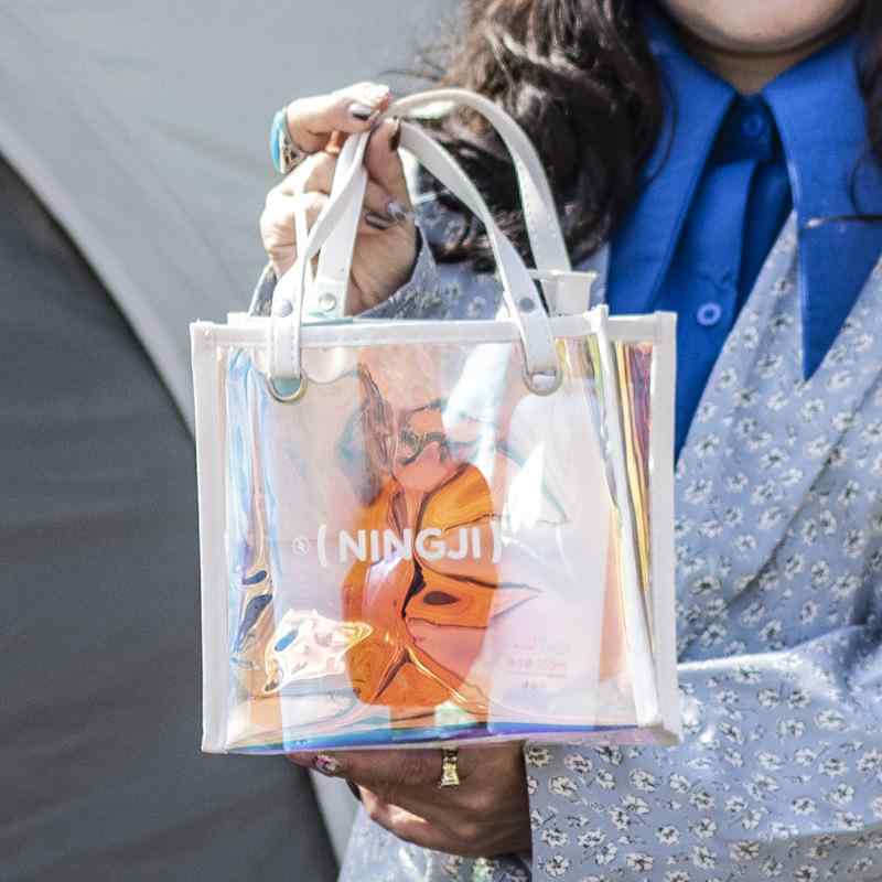 化粧ポーチ レディース 透明 PVC 手提げ バッグ 大容量 防水 撥水 整理 収納 トラベル 旅行 普段使い(x2)