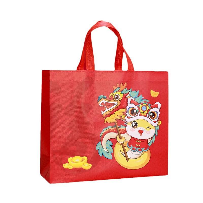 ギフトバッグ 手提げ袋 福袋 不織布 招財進宝 財源滾滾 大容量 中国風