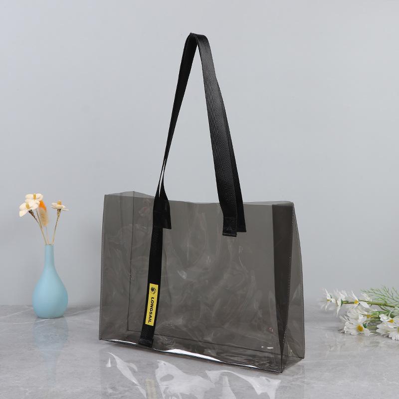 ビニールバッグ レディース メンズ 透明 トートバッグ 買い物袋 編み込み ハンドバッグ 厚手 レーザー加工 ゼリーバッグ プラスチック TPU 手提げ袋(x2...