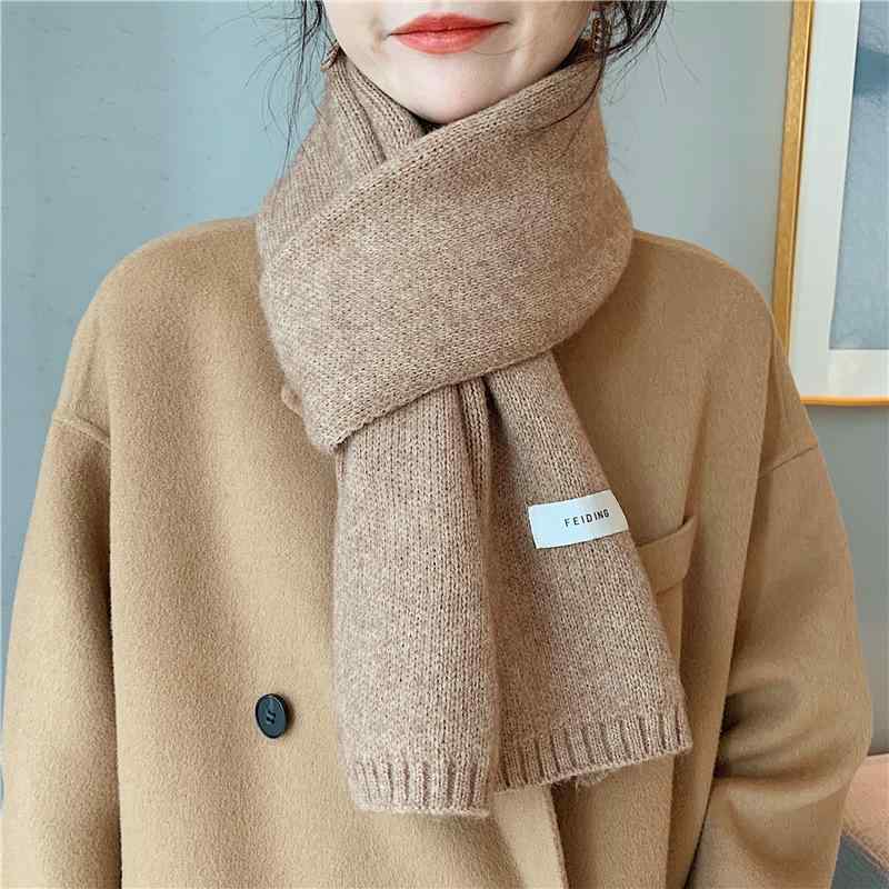 マフラー レディース かわいい 秋冬 韓国 無地 ニット 保温 カップル あったか ベージュ系