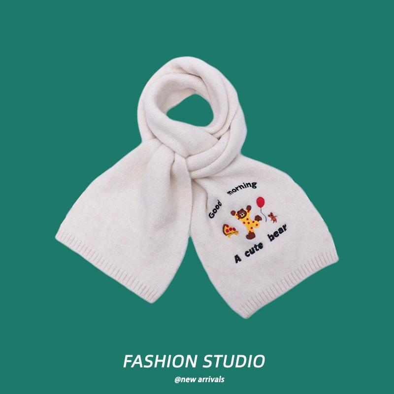 マフラー ストール ニット レディース メンズ 防寒 保温 秋冬 暖かい 柔らかい プリント 薄手 グレー 赤